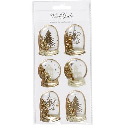 Vivi Gade Shaker stickers, engel, boom en huizen, afm 49x32+45x36 mm, goud, 6 stuk/ 1 doos