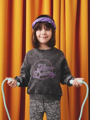 Sportieve sweater met glitterdetail voor meisjes antraciet