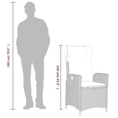 3-delige Tuinset met kussens poly rattan zwart