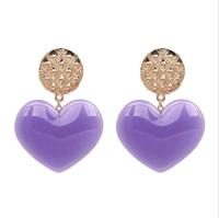 Perzik hart oorbellen retro serie acryl Stud Oorbellen voor vrouwen (paars) - thumbnail