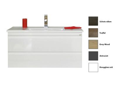 Sanicare Q7 badkamermeubel greeploos met 2 laden 100 cm truffel