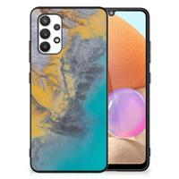 Samsung Galaxy A32 4G | A32 5G Enterprise Editie Marmeren Print Telefoonhoesje Marble Blue Gold - thumbnail