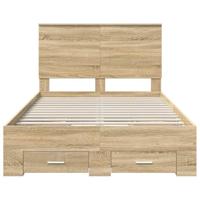 Bedframe met hoofdeinde Sonoma Eiken 135 x 190 cm Bewerkt hout - thumbnail