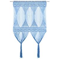 VidaXL Gordijn macramé 140x240 cm katoen blauw - thumbnail