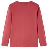 Kindershirt met lange mouwen runderprint 92 roodbruin - thumbnail