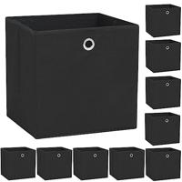 VidaXL Opbergboxen 10 st 32x32x32 cm nonwoven stof zwart - thumbnail