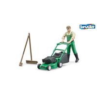 62103 Bruder Figuur Tuinman met Grasmaaier - thumbnail