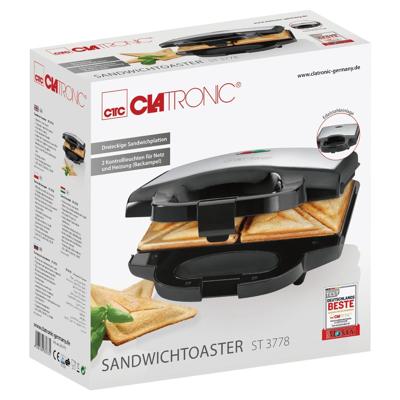 Clatronic ST 3778 sandwich maker 750 W Zwart, Roestvrijstaal Clatronic ST 3778 sandwich maker 750 W Zwart, Roestvrijstaal