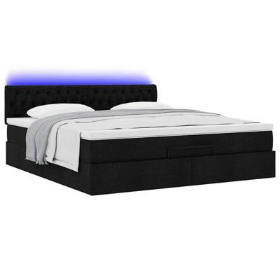 Ottoman bed met matras en LED's 100x200 cm stof zwart