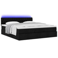 Ottoman bed met matras en LED's 100x200 cm stof zwart - thumbnail