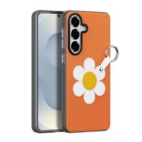 Dux Ducis Luvy Samsung Galaxy S26 PU-leren backcover hoes met ringhouder - Madeliefje/Oranje - thumbnail