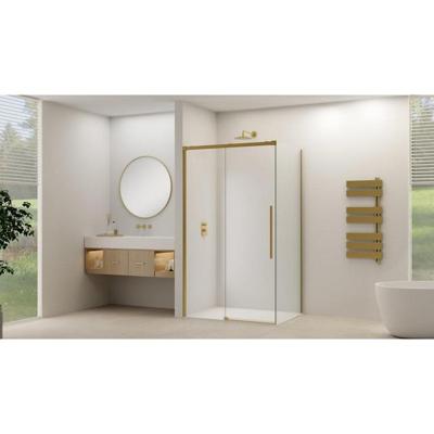 Van Rijn Products ST09 Schuifdeur tbv hoekcabine - 180x200cm - helder glas - soft-close - Messing Geborsteld ST09350180HESB Van Rijn Products ST09 Schuifdeur tbv hoekcabine - 180x200cm - helder glas - soft-close - Messing Geborsteld ST09350180HESB