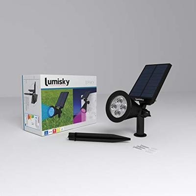 LUMISKY Set van 2 waterdichte buitenlampen voor zonne-energie - 4 gekleurde LED's - 200 Lm - Zwenkkop op 90 ° C LUMISKY Set van 2 waterdichte buitenlampen voor zonne-energie - 4 gekleurde LED's - 200 Lm - Zwenkkop op 90 ° C