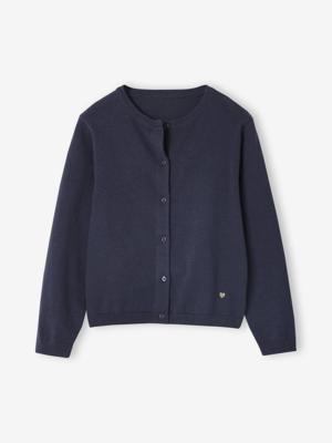 Meisjesvest Basics van fijn breisel antraciet