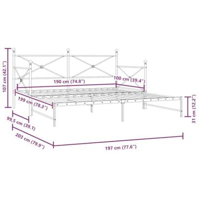 Slaapbank onderschuifbed zonder matras 100x190 cm staal zwart