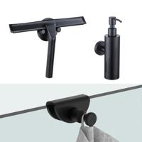 Fortifura accessoireset - glaswisser - zeepdispenser - handdoekhaak - mat zwart SW1211581/SW1111567/SW1152335 - thumbnail