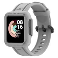 By Qubix - Siliconen sportband met case - Grijs - Xiaomi Redmi Watch 2 (Lite) - thumbnail
