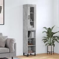 Hoge kast 34,5x34x180 cm bewerkt hout betongrijs - thumbnail