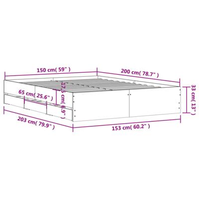 Bedframe met lades bewerkt hout bruin eikenkleur 150x200 cm