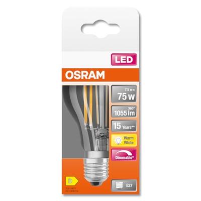 OSRAM HOMELIGHTING 4058075436886 LED-lamp Energielabel D (A - G) E27 Peer 7.5 W = 75 W Warmwit (Ø x l) 60 mm x 105 mm 1 stuk(s)