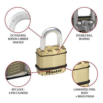 Masterlock 45mm laminated steel padlock - zinc outer treatment with brass finish - M1BEURD - thumbnail