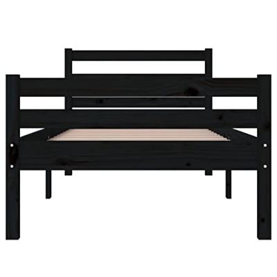Bedframe massief hout zwart 100x200 cm Bedframe massief hout zwart 100x200 cm