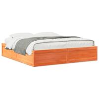 Bedframe zonder matras massief grenenhout wasbruin 180x200 cm - thumbnail