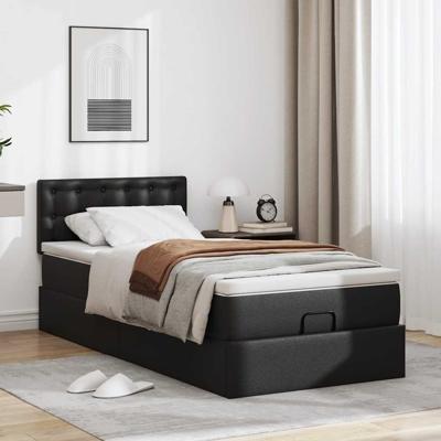 Ottoman bed met matrassen en LED's 90x190 cm kunstleer zwart