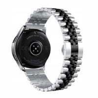 By Qubix - Stalen band - Zilver/zwart - Compatible met Garmin Vivoactive 6 / Vivoactive 5 / Vivoactive 3 - Compatible Garmin bandje - Bandbreedte: 20mm - thumbnail