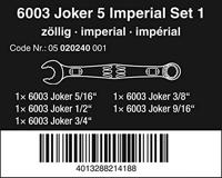 Wera 05020240001 6003 Joker 5 Imperial Set 1 Ring-steeksleutelset 5-delig Sleutelbreedte (metrisch) 8 - 31 mm Sleutelbreedte (inch) 1/2 - 9/16 - thumbnail