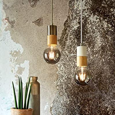 Light depot - combi fitting rond E27 - wit / hout - Outlet