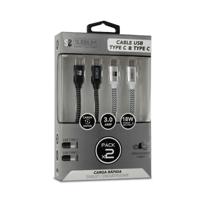 SUBBLIM USB type C-kabel, USB A, snel opladen, 3,0 A, dubbele, gevlochten nylon kabel, 1 m, gegevenssynchronisatie, organizer, zwart/wit, 2 stuks - thumbnail
