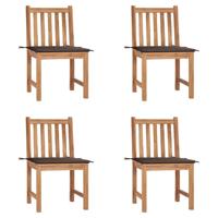 Tuinstoelen 4 st met kussens massief teakhout - thumbnail