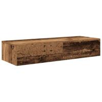 Wandschap met lades 100x36x19 cm bewerkt hout oud houtkleurig - thumbnail