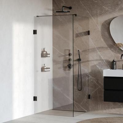 BRAUER Void Carving douchecabine met draaideur helder glas 80x80x200 incl. glascoating mat zwart