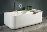 Half-vrijstaand bad Xenz Taylor | 180x80 cm | Incl.Badafvoer-Zwart mat | Sleuf overloop | Acryl | Glans wit - thumbnail