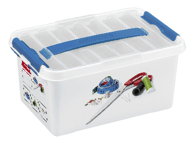 Sunware Q-Line Naaidoos 6L 30x20x14 cm Wit/Blauw
