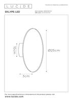 Lucide EKLYPS LED - Wandlamp - Ø 25 cm - LED - 1x9W 3000K - Wit - thumbnail