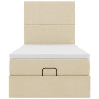 Bed met matras 100x200 cm stof crèmekleurig - thumbnail