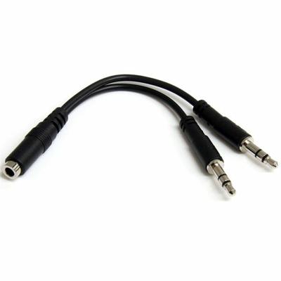 StarTech.com 3,5 mm audio jack Y-kabel - headset splitter - adapter - 1 x 3,5 mm 4 posities bus 2 x 3,5 mm 3-positie stekker - zwart