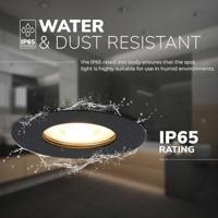 Set van 6 Bari LED Inbouwspots - 4,5 Watt 345 lumen - 2700K Warm Wit - GU10 - Dimbaar - Rond - IP65 Waterdicht - Zwart - Voor binnen, buiten en badkamer - thumbnail