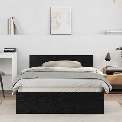 Bedframe met hoofdeinde Zwart Eiken 120 x 190 cm Bewerkt hout
