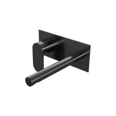 Brauer Gunmetal Edition Inbouw Wastafelmengkraan met Rechte Uitloop en Afdekplaat Model C2 Gunmetal Geborsteld PVD