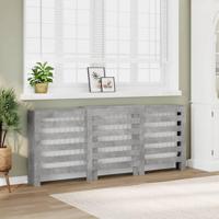 Radiatorombouw 205x21,5x83,5 cm bewerkt hout betongrijs - thumbnail
