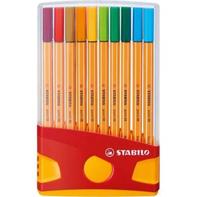 Fineliner stabilo point 88/20 etui gl/rd f assorti | 10 stuks
