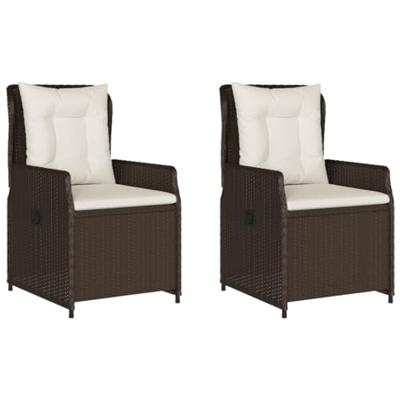 Tuinstoelen 2 st verstelbaar poly rattan bruin