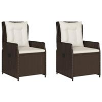 Tuinstoelen 2 st verstelbaar poly rattan bruin - thumbnail