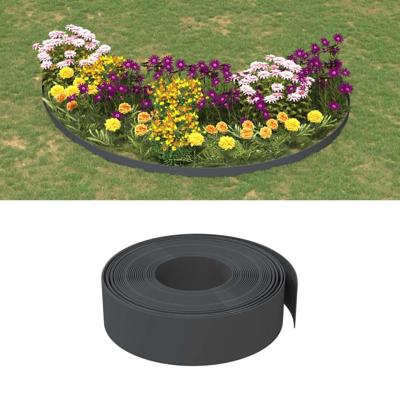 Tuinrand 10 m 15 cm polyetheen grijs