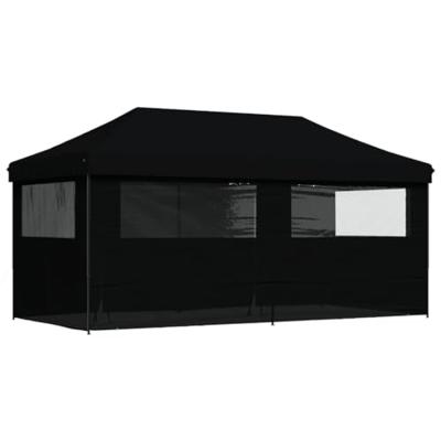 Partytent inklapbaar pop-up met 4 zijwanden zwart