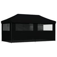 Partytent inklapbaar pop-up met 4 zijwanden zwart - thumbnail